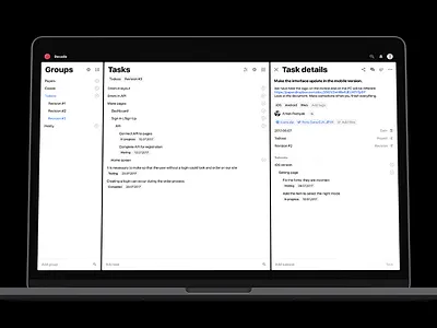 Todooo: Workspace interface ios 11 ios11 manager minimal project manager task manager todo ui ux web workspace