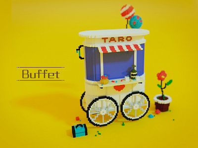 Isometric Voxel Buffet 2.5d 8 bit architecture cube game illustration isometrc lego pixel poly shop voxel