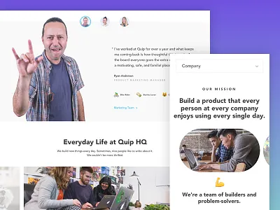 Quip Careers blue careers landing photography productivity quip tech web