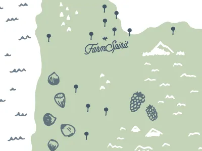 Cascadia map for Farm Spirit cascadia farm spirit food handdrawn icon illustration ink map map design pen and ink plantbased vegan
