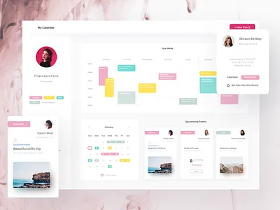 My Calendar bright calendar dashboard fireart fireart studio flat ui white