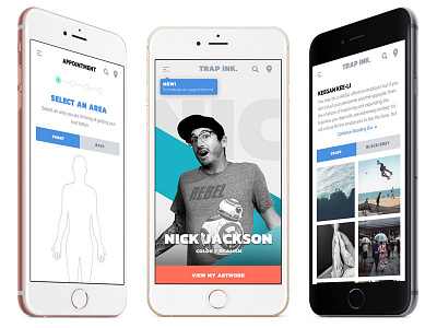 Trap Ink Tattoos Mobile Web View app appointment blog icons ios iphone mobile portfolio responsive selection tattoo web