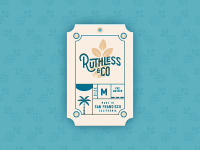 Clothing Tag - Ruthless & Co. branding clothing company logo palm tree pineapple ruthless tag tropical waves