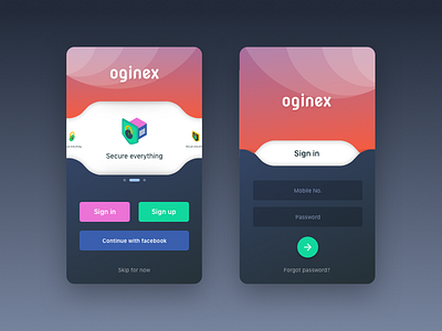 Oginex - Sign Up And Sign In app login protect safe secure security signin signup ui
