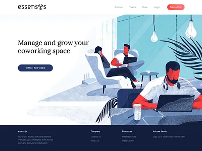 Illustration for the essensys.tech (part 1) banner blue character cover digital download freebies header hero illustration noise team texture web