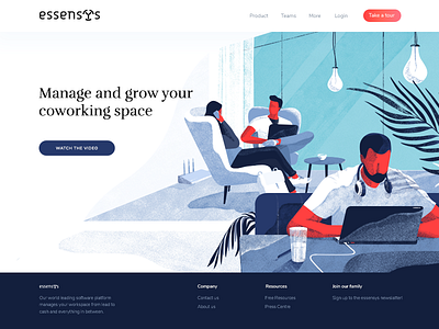 Illustration for the essensys.tech (part 1) banner blue character cover digital download freebies header hero illustration noise team texture web