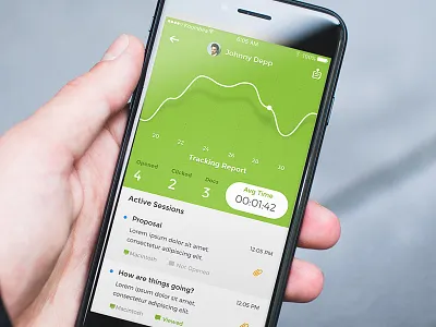 Dribbleshot email app green ios tracking ui ux