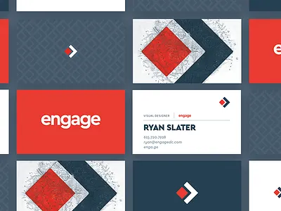 Engage Business Cards agency branding business cards design layout logo process spot uv stack