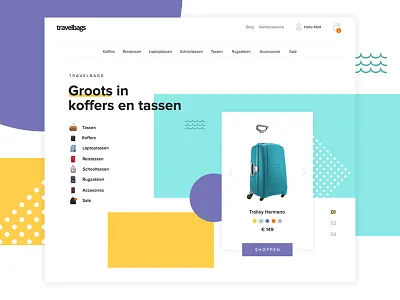 Design Exploration bags commerce design exploration shop suitcases webdesign website