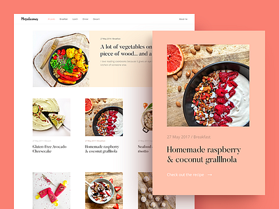 Food Blog List blog clean cooking food illustration list recipe typography ui ux website