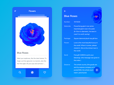 Flowers app cards clean color，flowers concept design ios mobile ui