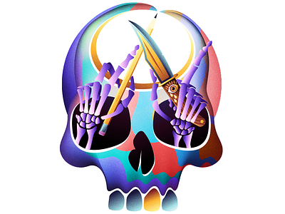I'm clear why I'm here how bout you? hands illustration knife neon pencil pirate skeleton skull 444 jay z