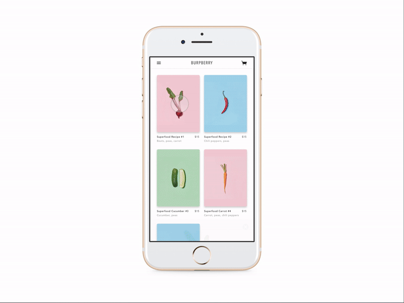 Burpberry 3 babies baby brilliant ecommerce gif ios principle prototype