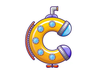 Letter C 2x c color illustrator letter ps submarine yellow