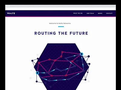 Waltz site and visuals b2b branding hero illustration network web website