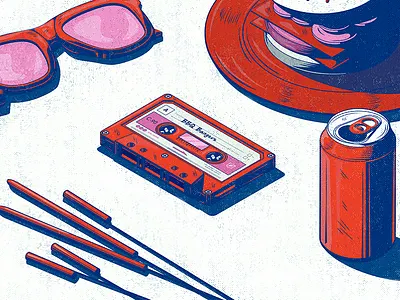BBQ Bangers bbq beer can illustration iso mixtape picnic playlist prpl