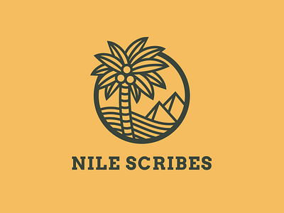 The Nile Scribes Logo desert egypt logo logomark palm tree pyramid
