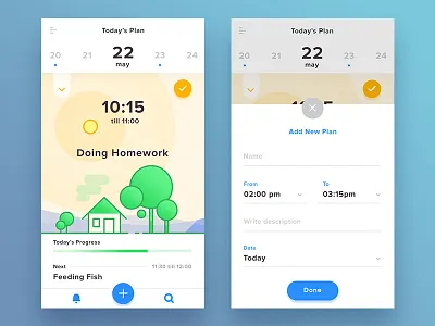 What Should I Do? android blue date flat illustration ios mobile modern plan progress rounded
