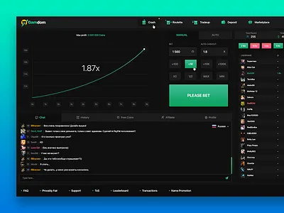 Crash game case chat csgo flat game graphic green line table ui ux