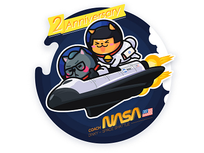 2 Years Anniversary anniversary cat dog shuttle space
