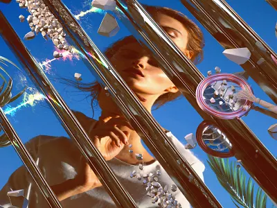 Summer Seventeen 3d beach c4d los angeles mirror octane palms portrait rocks sand stones summer