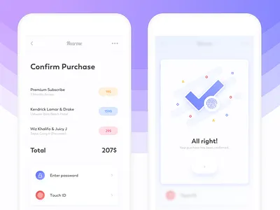 Confirmation Page and pop-up mobile app blue check clean colors design digital illustration mobile popup red round