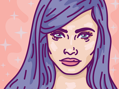 Line Portrait illustration pastels portrait vector