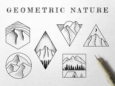 Geometric Nature Illustrations camping drawing geometric hiking illustration mountains nature outdoors sketch stipple