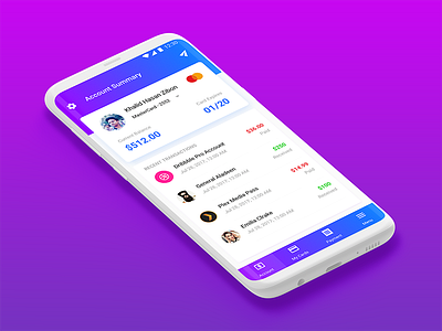 Account Summary account bank blue card credit debit galaxy s8 purple summary transactions