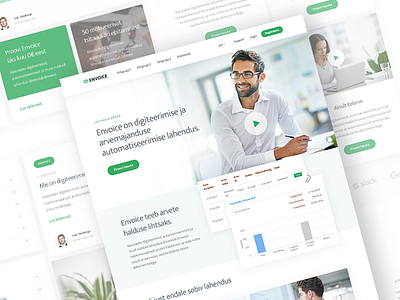 Envoice crm dashboard envoice finance green landing light minimal money
