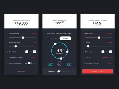 Automotive App Calculators app automotive calculator estimate mobile tools ui ux