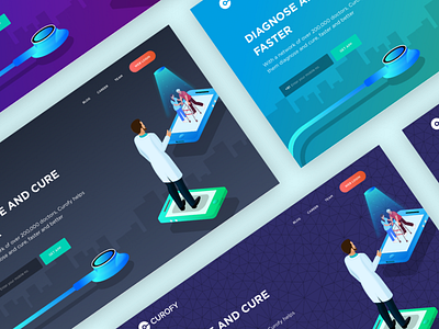 Medical Landing page cure diagnose doctor faster illustration landing page medical mobile network patient webpage website