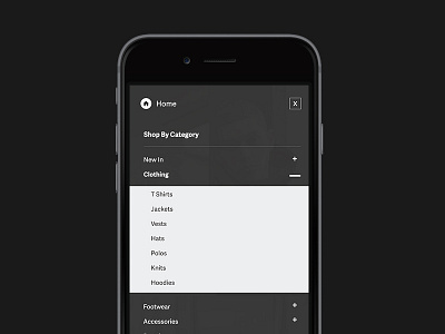 Mobile App Menu app ecommerce menu minimal mobile sub menu ui ux visual design