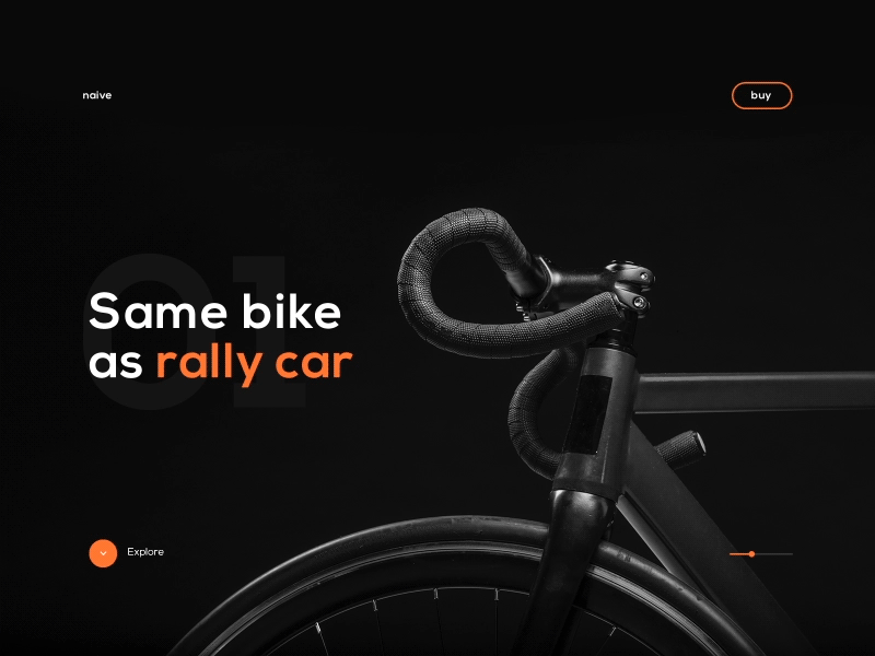 naive animation bike graphic design minimalistic orange ui ux web design white