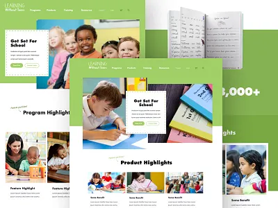 Learning Without Tears Programs children design system education green kindergarten landing page prek programs school themed ui design web design