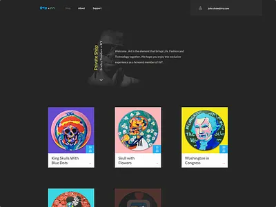 Art Shop art artist dark flat online store painting shop store ui ux website