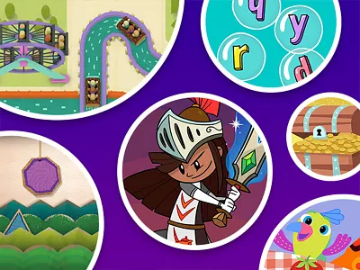 Curious World App Mini Games app design educational html5 illustration kids mobile