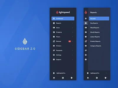 Lightspeed Sidebar 2.0 dark flat icons links menu navigation sidebar