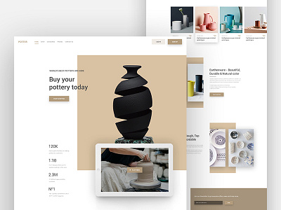Potter Ecommerce Landing Page ceramics clay e commerce earthenware landing page porcelain product template ui web web app website design