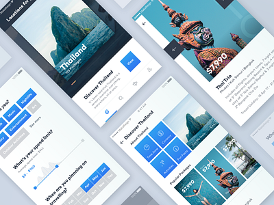Travel Tour App Concept cards clean design filter gradient minimal mobile travel ui