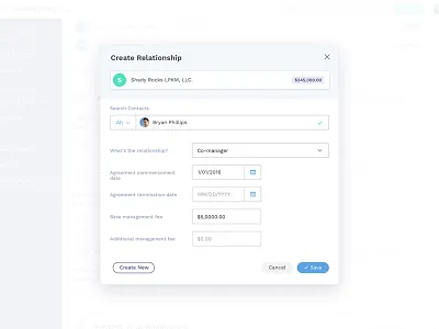 Relationship builder dashboard data product product design ui ux