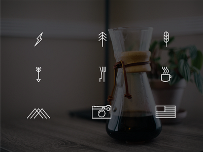 Adventure Icons Pack adventure america arrow camera coffee flag food icons illustrator lightning mountains vector