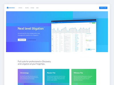 Everchron 3.0 Home Page analytics blue button everchron gradient header home page teaser website white