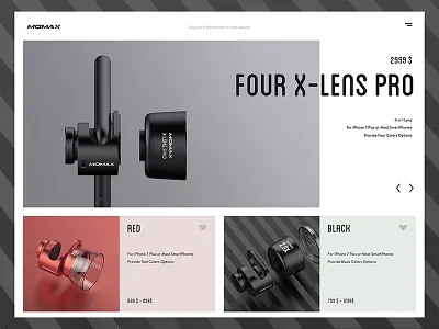 X-lens website concept design lens phone web white