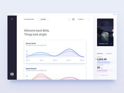 CA Technologies. Dashboard exploration. blue card clean dashboard design ui ux web white