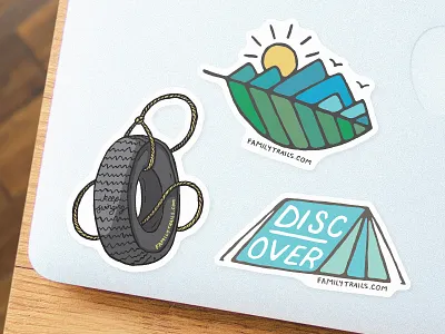 Outdoor Sticker Set adventure explore leaf mountains nature outdoor stickers tent tire swing