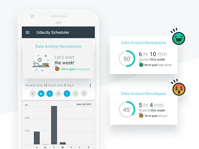 Udacity's Scheduler achievement android dashboard gamification material mobile app rewards scheduler skills studying track udacity