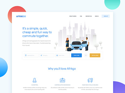 Carpooling Homepage app carpool design homepage landingpage ui ux web website