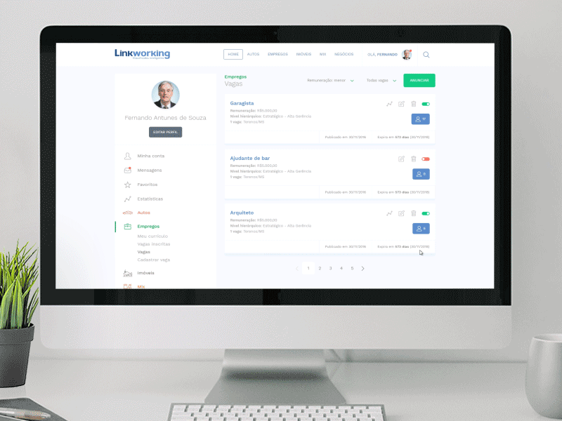 Dashboard - List of entries