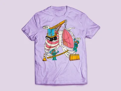 Lung Transplant Tshirts design graphic design illustration lungs transplant construction t shirt vector